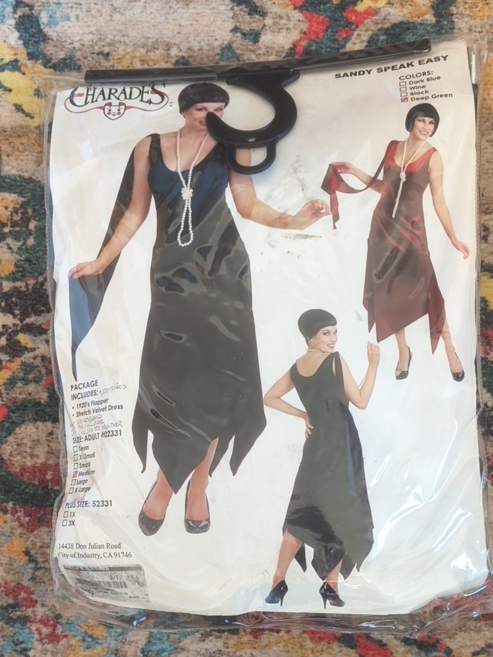 Charades Sandy Speak Easy Flapper Dress Costume - Deep Green Medium